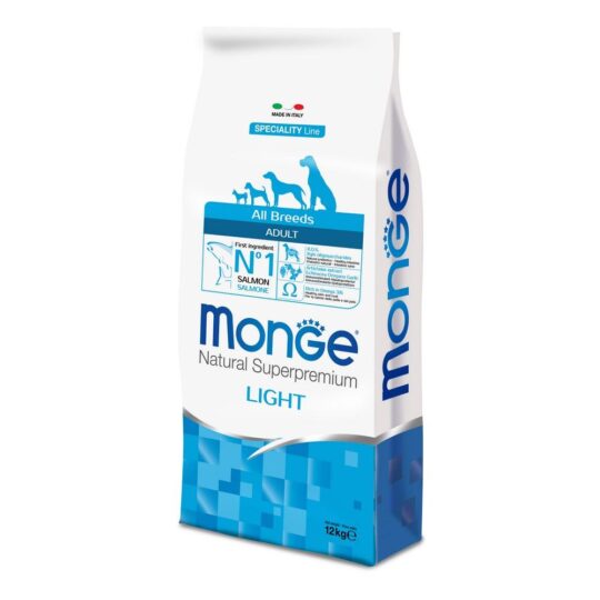 MONGE NATURAL SUPERPREMIUM LIGHT ALL BREEDS SALMONE RISO 12 KG