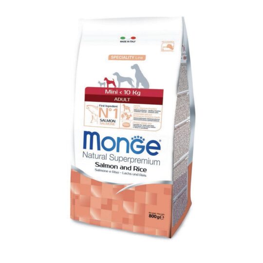 MONGE MINI ADULT SALMONE E RISO 800GR