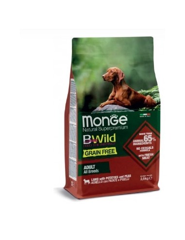 MONGE BWILD DOG AGNELLO PATATE E PISELLI 2,5KG