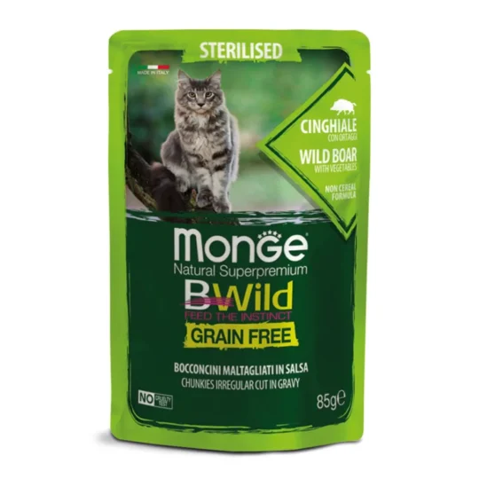 MONGE BWILD BUSTE STERILIZED CINGHIALE 85GR