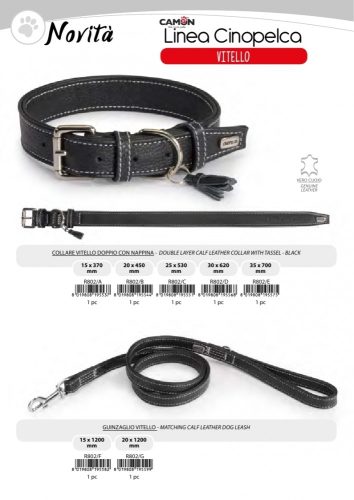 Camon Collare vitello doppio con nappina Nero