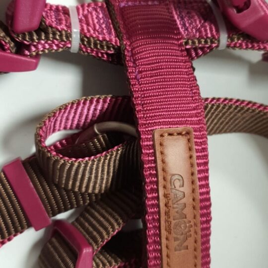 Camon Pettorina regolabile "H" DoublePremium Marrone/Ciclamino 25x600~1000mm