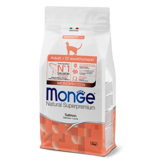 MONGE NATURAL SUPER PREMIUM ADULT > 12 MESI MONOPROTEICO SALMONE 1,5KG