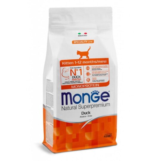 ONGE NATURAL SUPER PREMIUM KITTEN 1-12 MONOPROTEICO ANATRA 400G