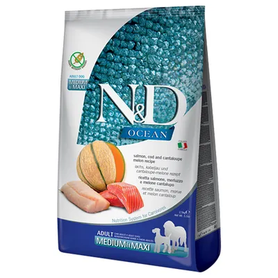 FARMINA N&D OCEAN SALMONE MERLUZZO MELONE MEDIUM/MAXI 12KG