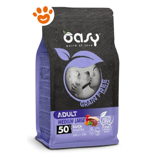 OASY GRAIN FREE ADULT MEDIUM/LARGE ANATRA 12 Kg