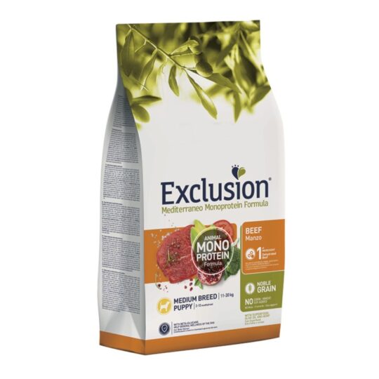 EXCLUSION MEDIUM PUPPY MANZO NOBLE GRAIN MONOPROTEICO 12KG