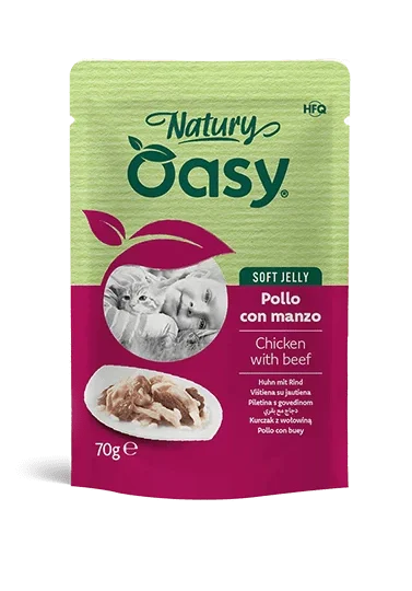 Oasy Wet Cat Natury Soft Jelly Pollo con Manzo 70g