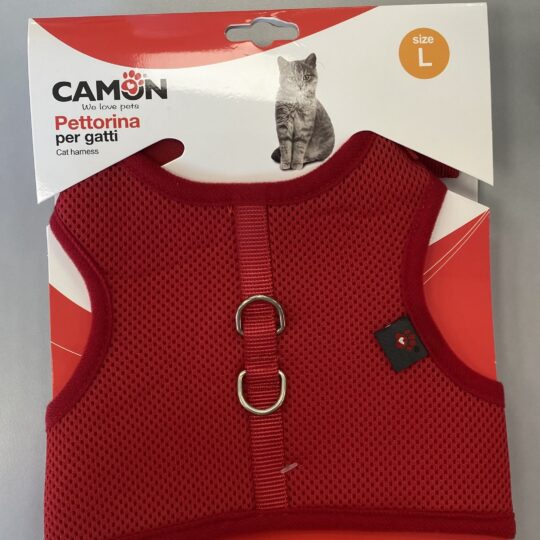 CAMON Pettorina Gatto regolabile Rosso Tg L 310~380mm / 410~480mm