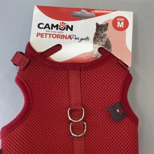 CAMON Pettorina Gatto regolabile Rosso Tg M 240~320mm / 330~400mm