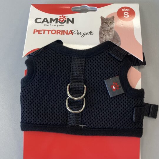 CAMON Pettorina Gatto regolabile Nero Tg S 180~230mm / 270~330mm