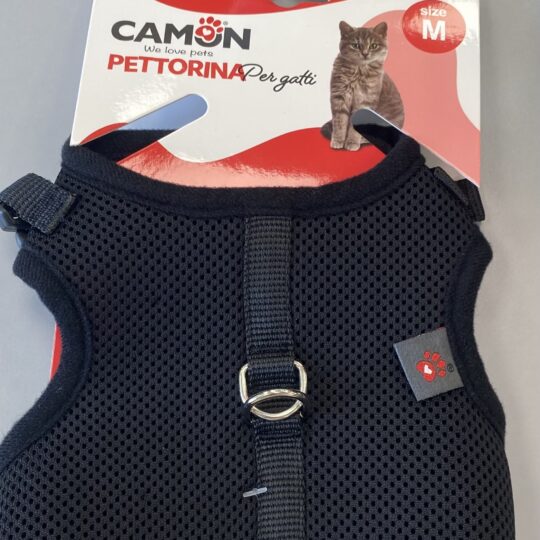 CAMON Pettorina Gatto  regolabile Nero Tg M 240~320mm / 330~400mm