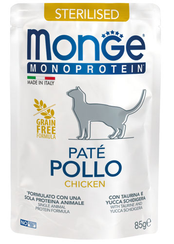 MONGE MONOPROTEIN STERILISED PATE POLLO 85GR