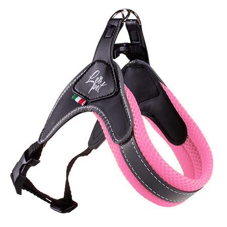 LEOPET PETTORINA REGOLABILE IN PVC, NYLON E MESH ROSA 30-40 CM