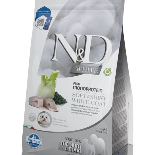 FARMINA N&D WHITE DOG BRANZINO, FINOCCHIO E SPIRULINA ADULT 2 KG MED/MAX