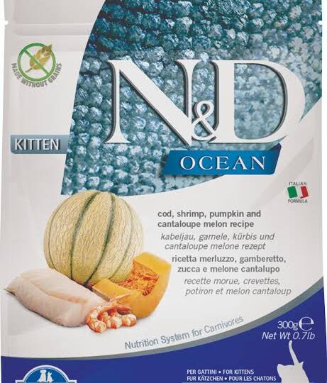 FARMINA N&D OCEAN CAT MERLUZZO GAMBERI ZUCCA CANTALUPO KITTEN GR 300