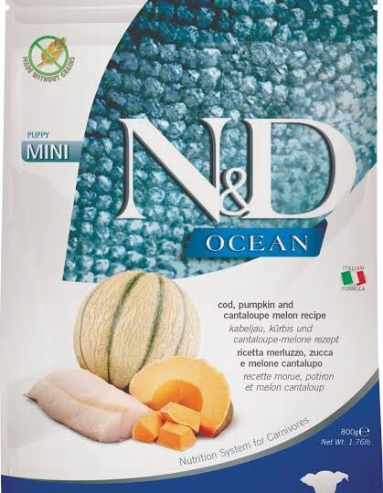 FARMINA N&D OCEAN DOG MERLUZZO ZUCCA CANTALUPO PUPPY MINI GR 800