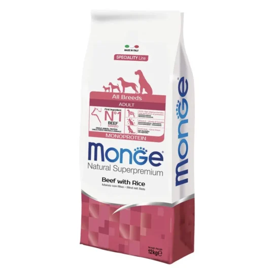 MONGE ALL BREEDS ADULT DOG MANZO E RISO 12KG